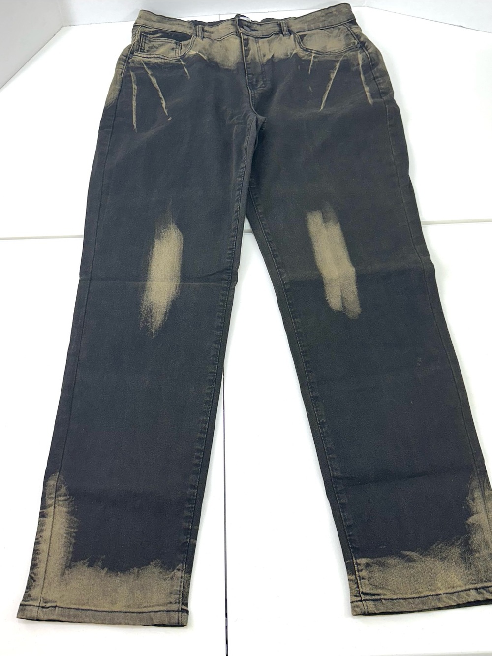 Men's HME Black and Tan Tie-Dye Washed Jeans 36XL